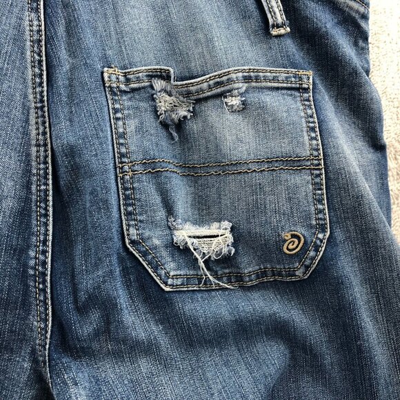 Vintage Indigo Rein Womens Denim Overalls 13/30 Blue Distressed Cargo Skinny Leg - Picture 13 of 15